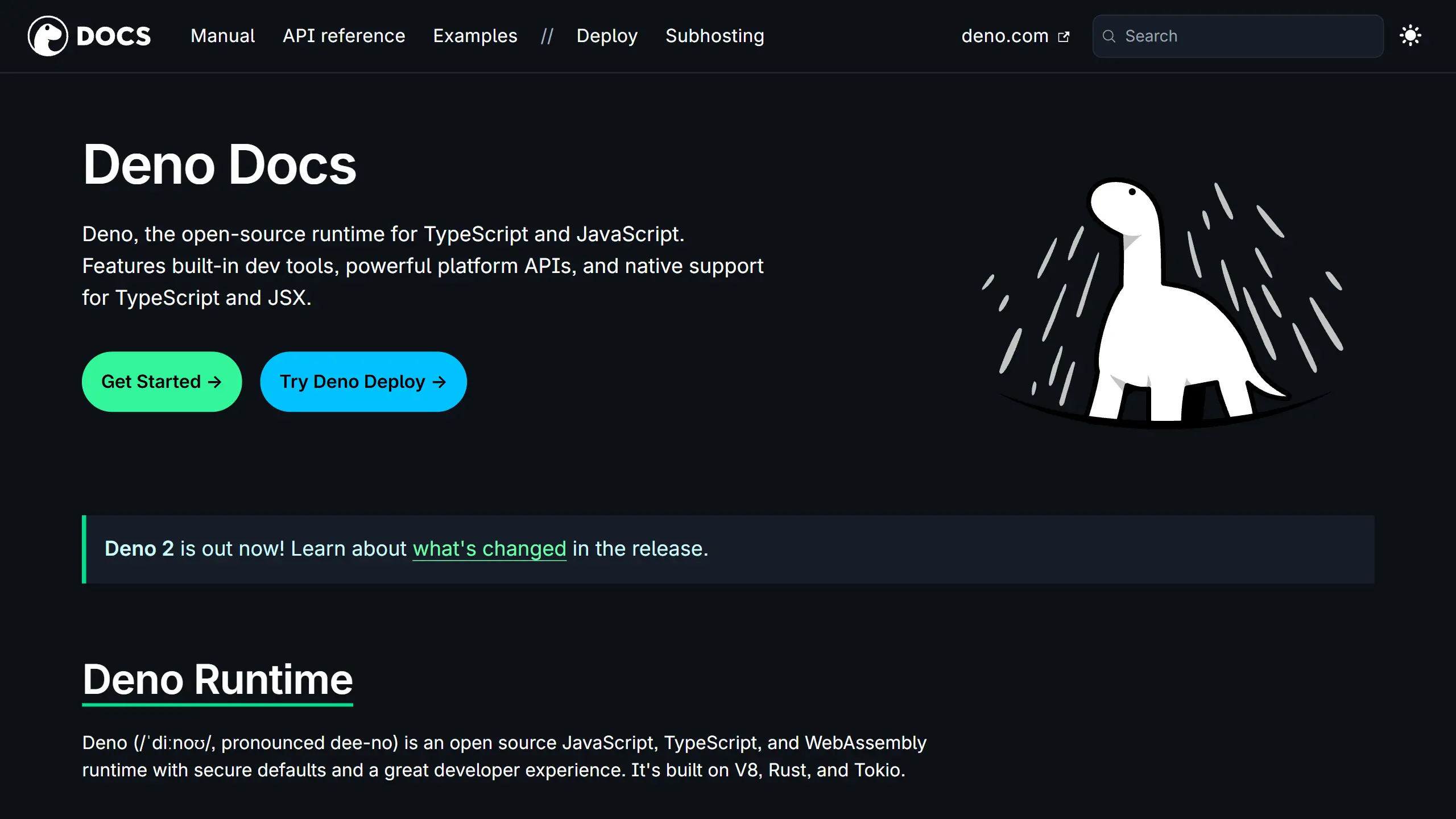 Screenshot of docs.deno.com