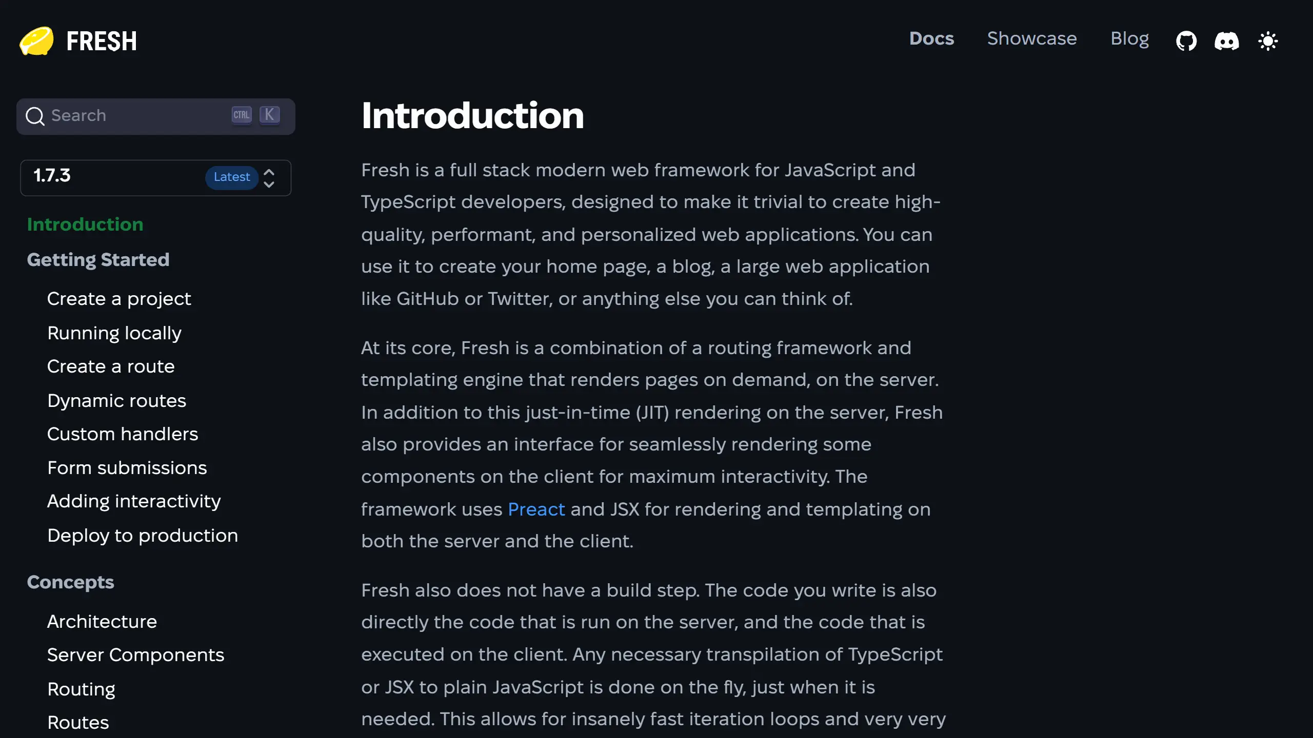Screenshot of fresh.deno.dev/docs Light/Dark Theme Toggle